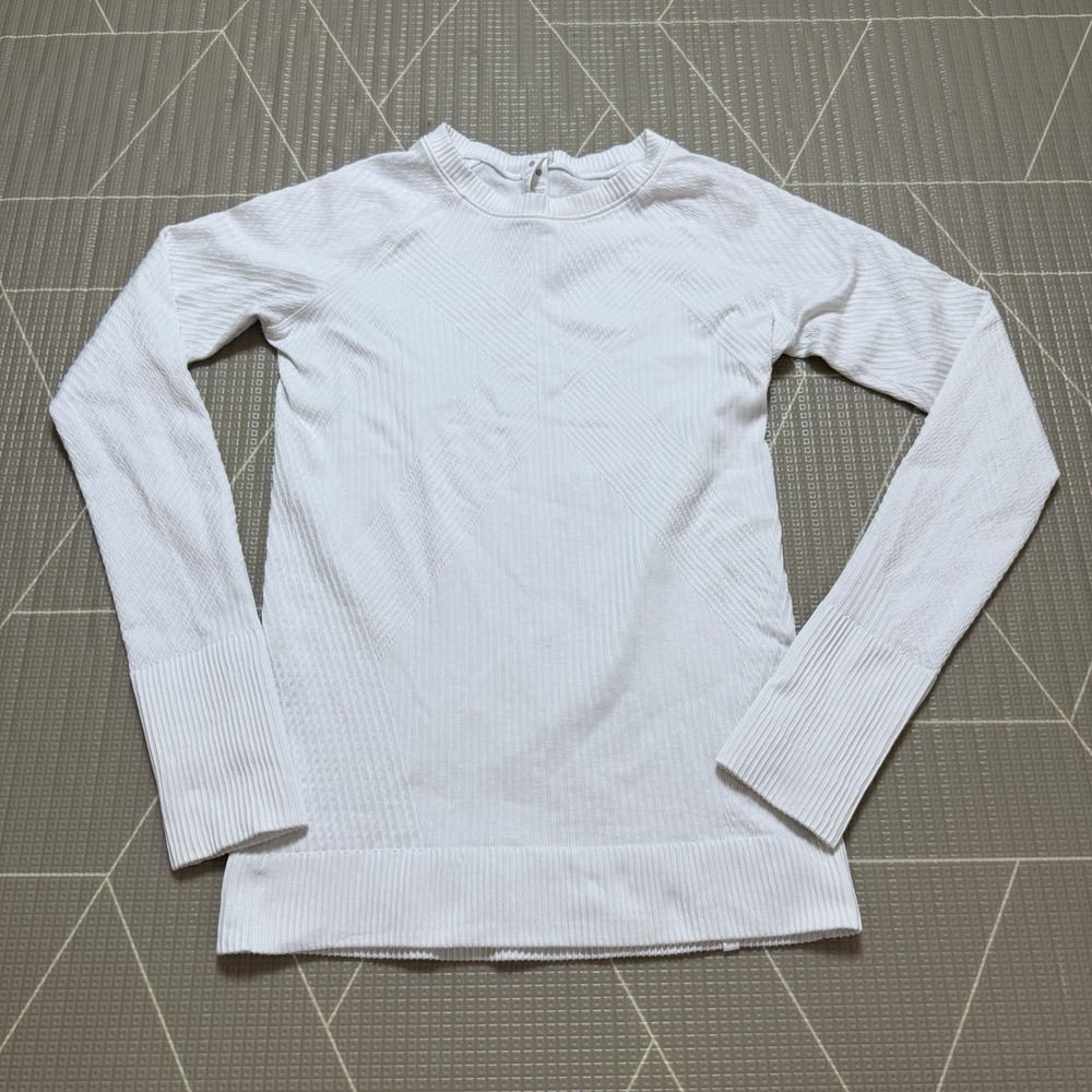 Lululemon Rest Less Pullover 8 White LW3BASS Sweat Wicking Snow Layer